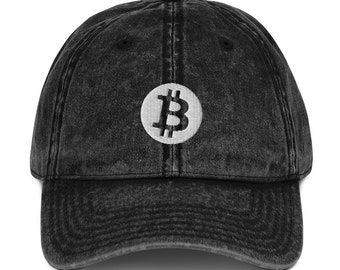 Bitcoin Vintage Distressed Baseball Cap BTC Crypto Gift Embroidery Dad Hat