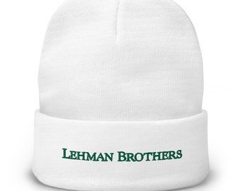 Vintage Lehman Brothers Embroidery Beanie Stock Trader Gift winter fall hat