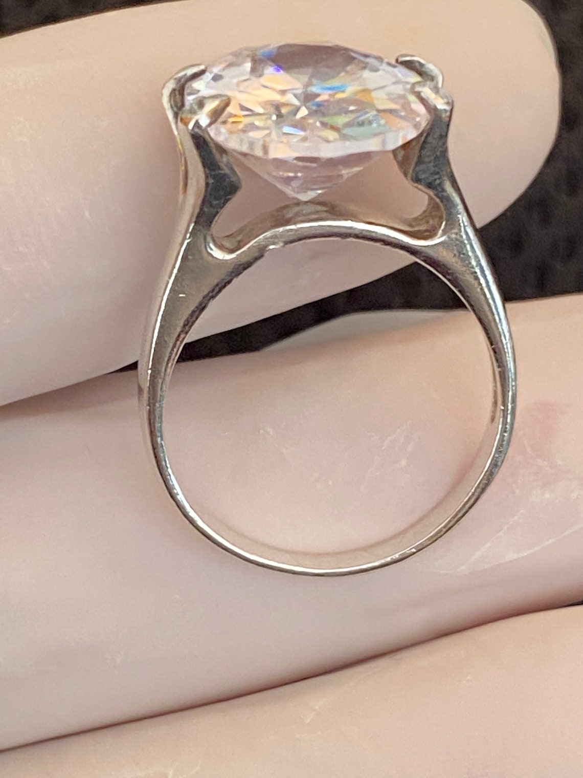 Antique Silver Ring with large quartz crystal Etsy