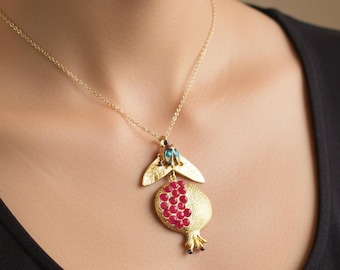 Collier pendentif grenade – Bijou juif et turc, symbole de richesse, design inspiré des fruits, fait main à Istanbul