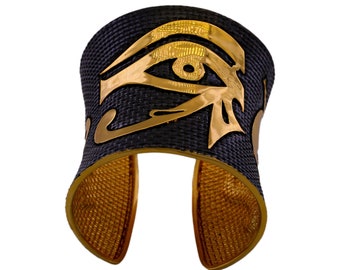 Eye of Horus Jewelry - Gold Cuff Bracelets, Egyptian Myth-Inspired Designs & Afrocentric Statement Pieces for Protection ,Style