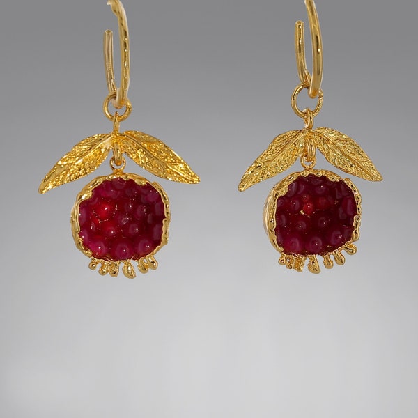 Pomegranate Earrings,Pomegranate Jewelry, Exquisite Armenian, Israeli Gifts, Ottoman Aesthetic Charm, Timeless Beauty