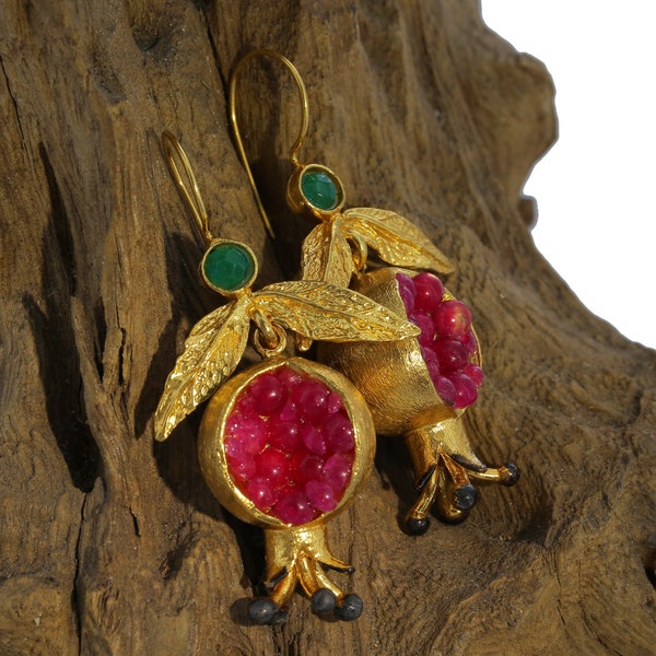 Pomegranate Earrings: Turkish Jewelry for Special Christmas Gifts - Handmade with Ottoman and Armenian Craftsmanship, Unique Designs