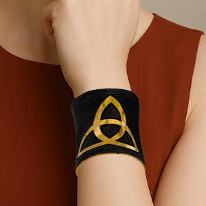 Celtic Triquetra Wide Gold Cuff Bracelet – Open Design, Symbolic Jewelry, Historical Celtic Art, Perfect Statement Piece