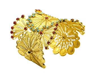 Filigree Wide Cuff Bracelet: Embellished Wanderlust Jewelry with African Influence