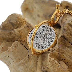 24K Gold Plated Coin Pendant: Hellenistic Style Zircon Charm Necklace