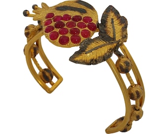 Pomegranate Open Bangle Bracelet – Turkish Jewelry, Historical Gold Cuff