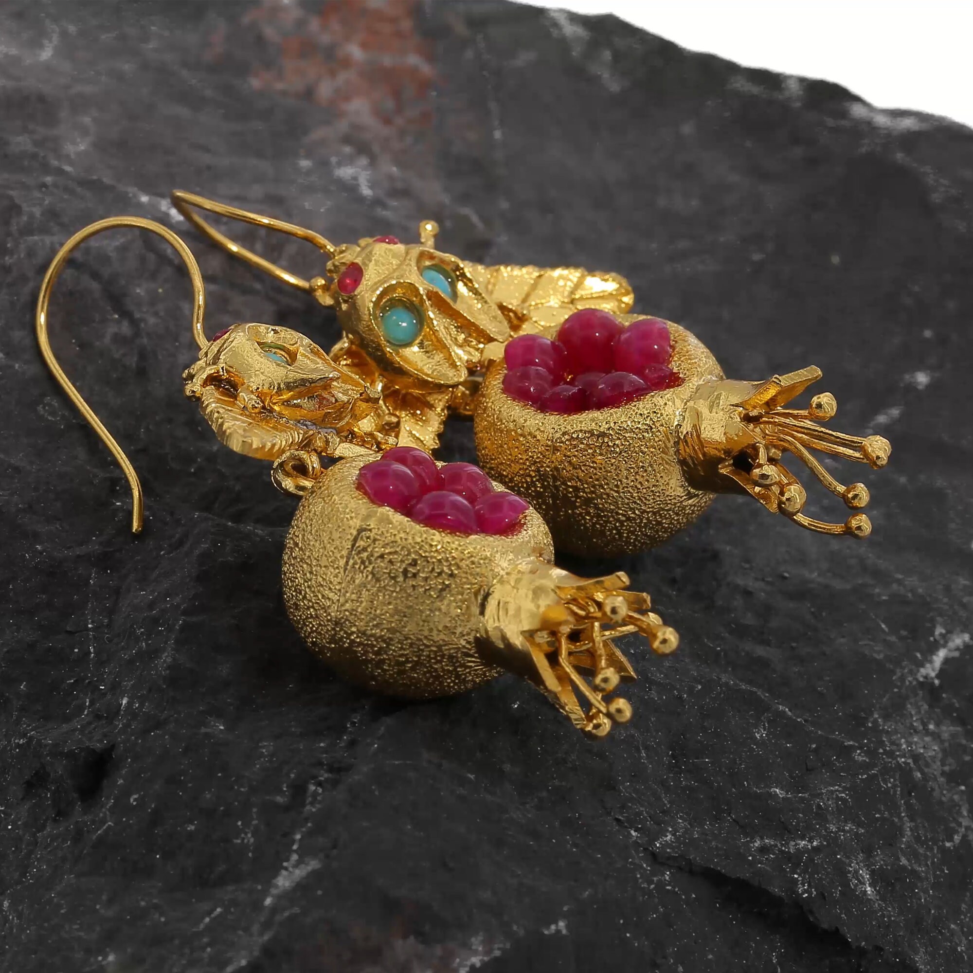 Pomegranate Earringspomegranates Jewelrypomegranate - Etsy UK