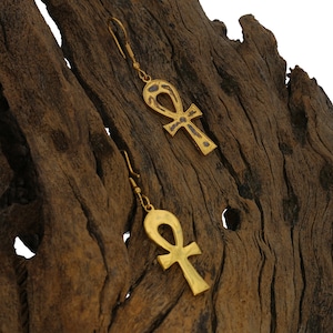 24k Gold Plated Ankh Earrings: Egyptian Amulet Jewelry