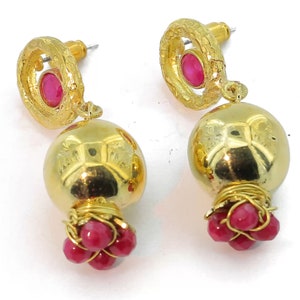 Fruit Earrings - Pomegranate Earrings, Armenian Handmade, Jewish & Turkish Jewelry with Bronze Charms