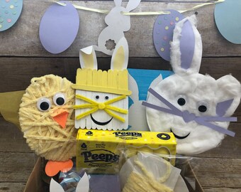 Easter Kids Craft Kit, Yarn Chick, Popsicle Bunny