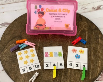 Count & Clip Numbers activity task box kit, Pre-School Learning, Kindergarten Readiness, Counting, Number Recognition, Counting Collections