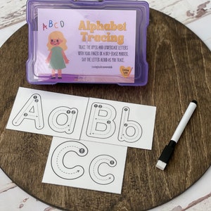 Kit de caja de tareas para actividades de rastreo del alfabeto, reconocimiento de letras y alfabetos, rastreo del alfabeto, abecedario, juegos de aprendizaje, práctica de caligrafía, letras