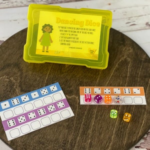 Dancing Dice Numbers activity task box kit, Preschool, Learning Kits, Kindergarten Readiness, Number Recognition, Counting Activities