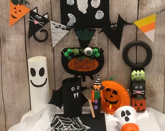Halloween Craft Kit, Kids Activity Box, DIY Banner, Wind Chime
