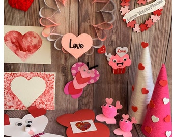Idées de création de coeurs pour la Saint-Valentin, Activités manuelles de coeurs en papier pour la Saint-Valentin, Activités manuelles de coeurs pour la Saint-Valentin pour enfants, Peinture sur toile de coeurs pour les enfants, Activités manuelles de coeurs