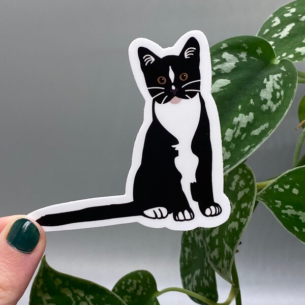 Vinyl Tuxedo Cat Sticker - Waterproof - Hydro Flask - Water Bottle - Scratch-Resistant - Black & White Cats - Cat Owner - Cat Mom