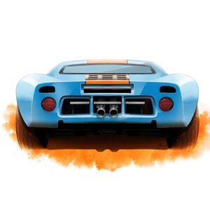 Ford GT40 picture, printable wall art, digital download, classic sports car, transportation art, vintage car poster, gift for him, boy decor