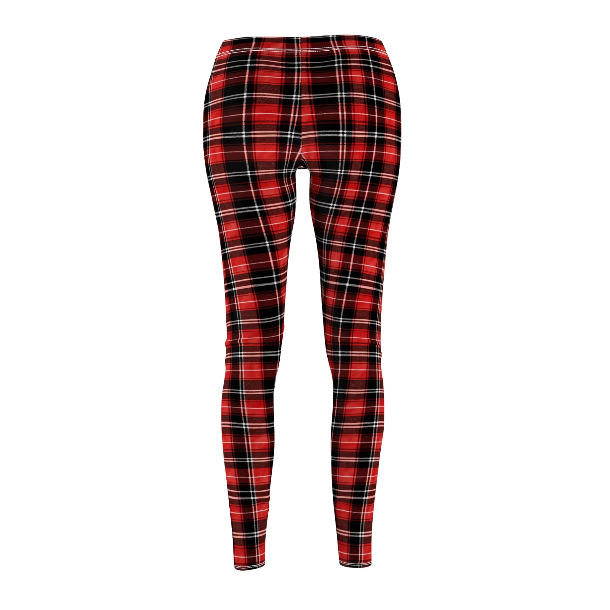 Red and Black Plaid Leggings, Christmas Plaid Bottoms, Ladies Holiday
