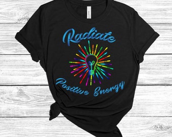 Straal positieve energie T-shirt, inspirerende shirt, workout shirt, gym shirt, positieve vibes, unisex T-shirt