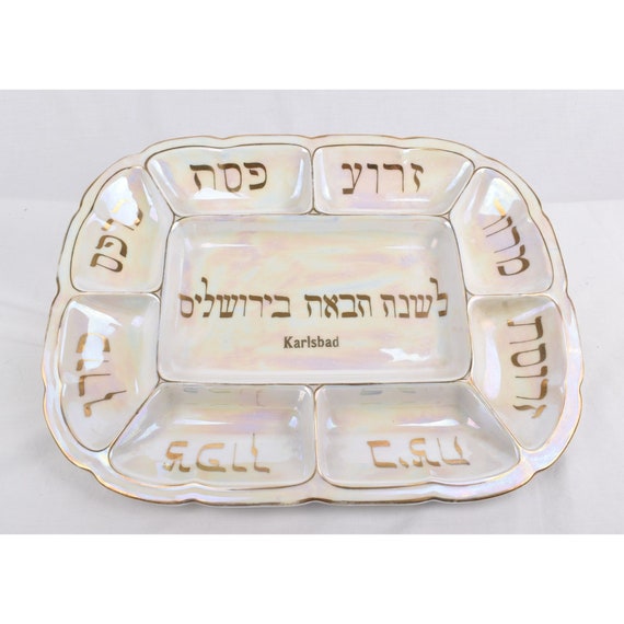 Antique Seder Plate Karlsbad China Bohemian Porcelain Etsy