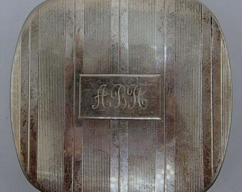 Antiek Sterling Zilver Poeder Make-Up Compact Monogram 106 gram - LEES