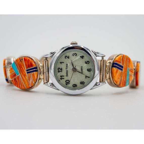 Signed Navajo Calvin Begay Multistone Watch Women… - image 5