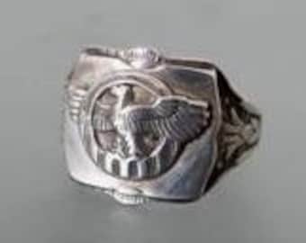WWII US Army Honorable Discharge Ruptured Duck Ring Sterling Silver Size 9.5