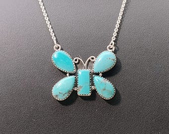 Chaco Canyon Sterling Silver Campitos Turquoise Butterfly Necklace Handmade