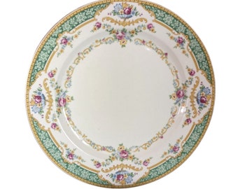 Antiek Schumann Bavaria Duitsland Rosalia Dinerbord Groene Bloemen Swag jaren 1930