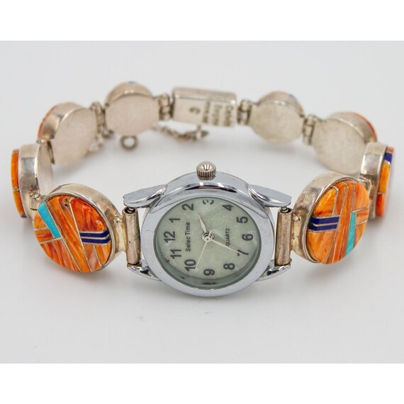 Signed Navajo Calvin Begay Multistone Watch Women… - image 2