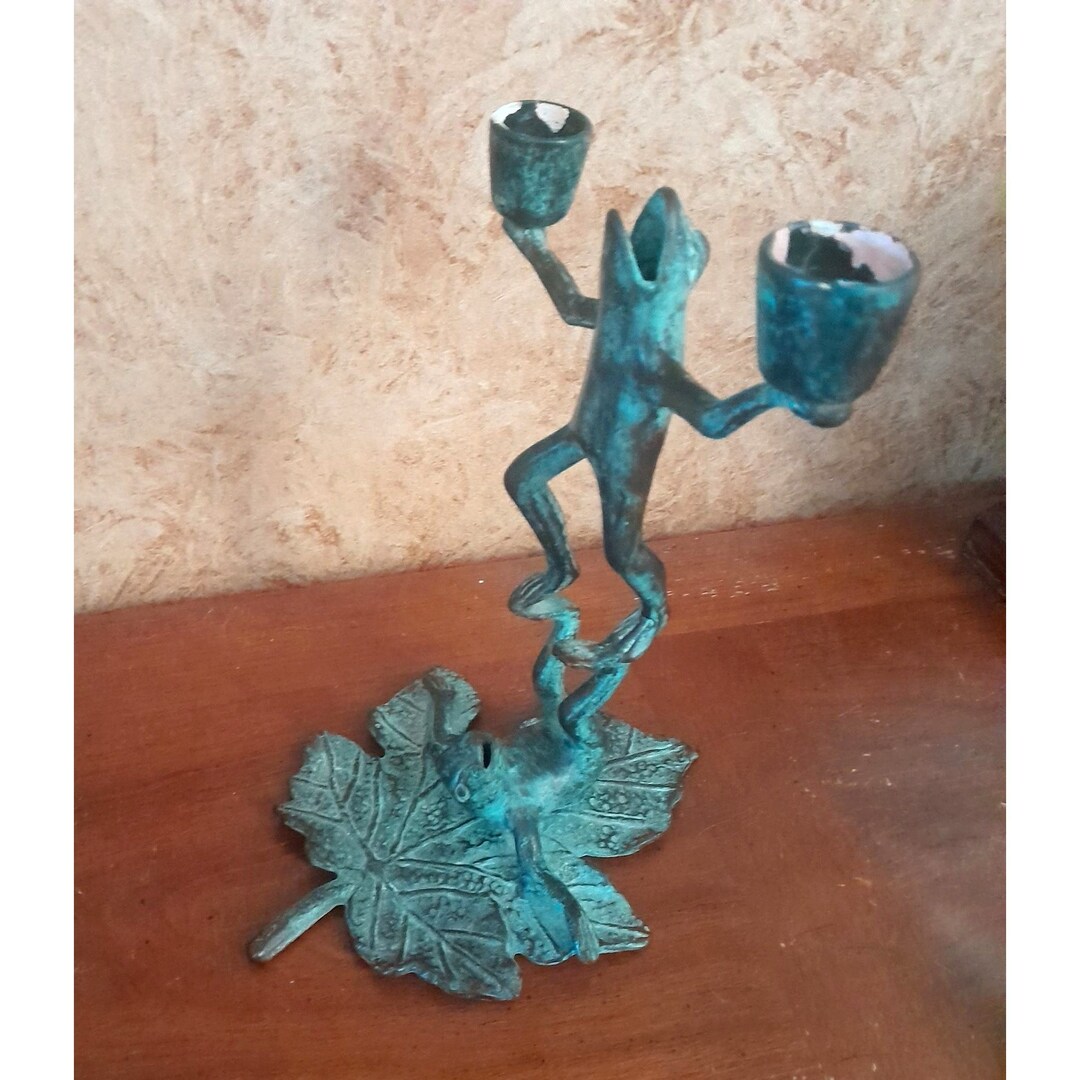 Vintage San Pacific SPI Brass Frogs Candle Holder Acrobats Etsy