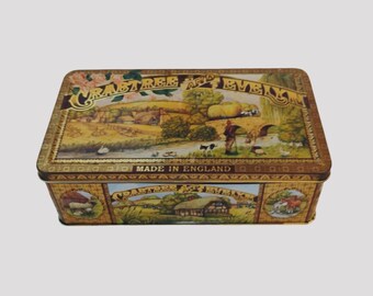 Crabtree & Evelyn Metal Tin Box Storage English Countryside England Vintage 1992