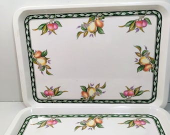 Vtg 1970s Moreware Melamine Serving Tray - 11 3/4” x 8 1/2” - Pears and Peaches