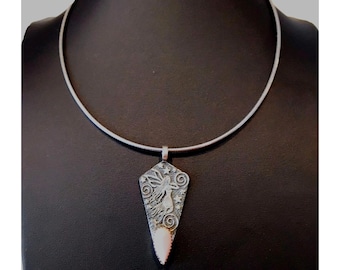 Whimsical Sterling Silver Pink Conch Shell Fairy Pendant Necklace  18" Chain