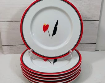 Vtg Set of 6 Studio Nova Chris & Asa Terrace Twist Red 8" Salad Plates