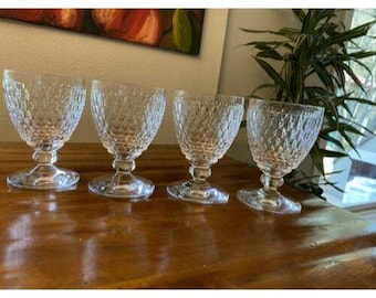 Set of 4 Villeroy & Boch Boston 8 Oz Water Wine Juice Glasses Goblet 4 3/4"