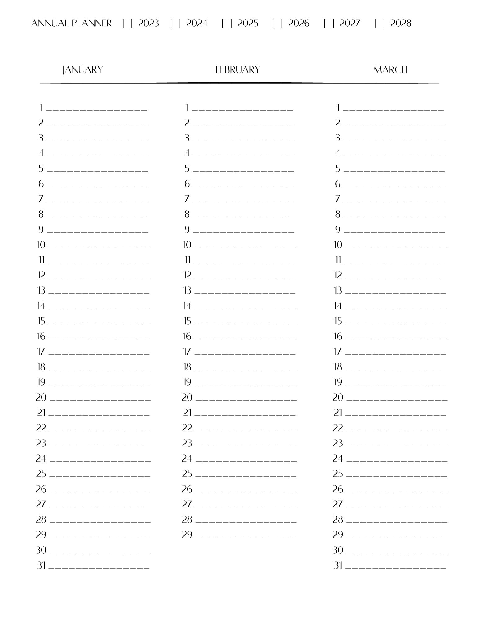 Annual Planner Pages Digital Printable. - Etsy