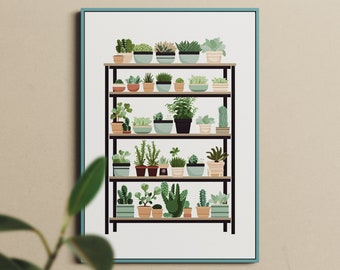 Plant Parent's Dream | Downloadable Poster Art Succulent Plants Shelf | Perfect for Green Spaces and Home Offices | Digital Download Decor