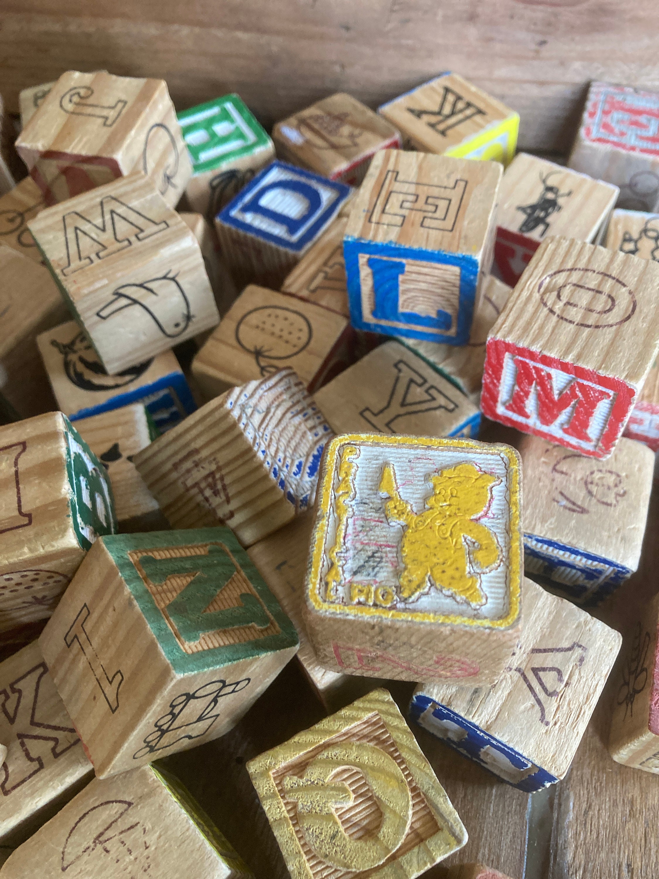 Vintage Wooden Alphabet Blocks Etsy