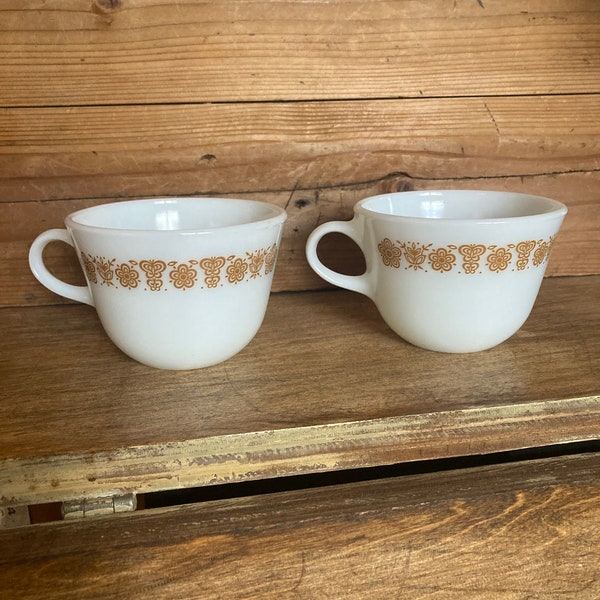 Vintage Pyrex Tea/Coffee cups - Butterfly Gold