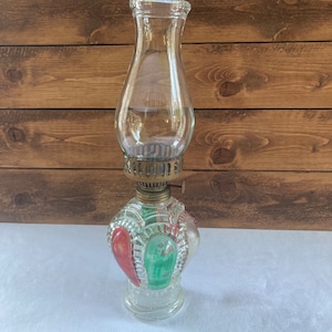 Vintage glass oil lamp 12” tall