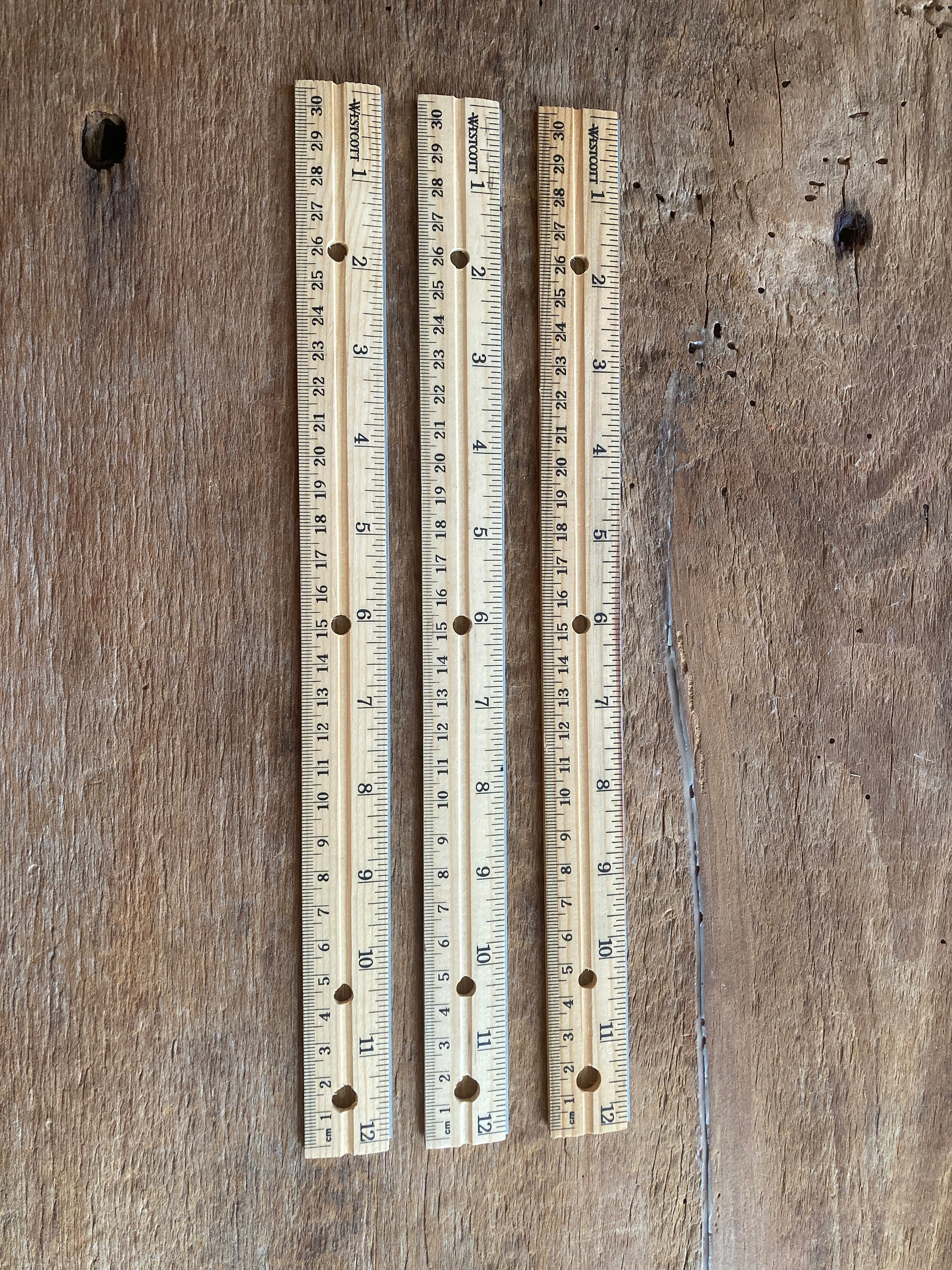Vintage Wooden Plastic Rulers Advertising 3-sided 