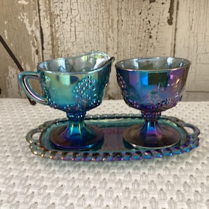 Blue Carnival Glass - Etsy