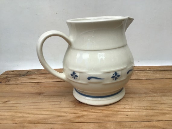 Longaberger Pottery Woven Traditions Classic Blue 1 qt. Pitcher
