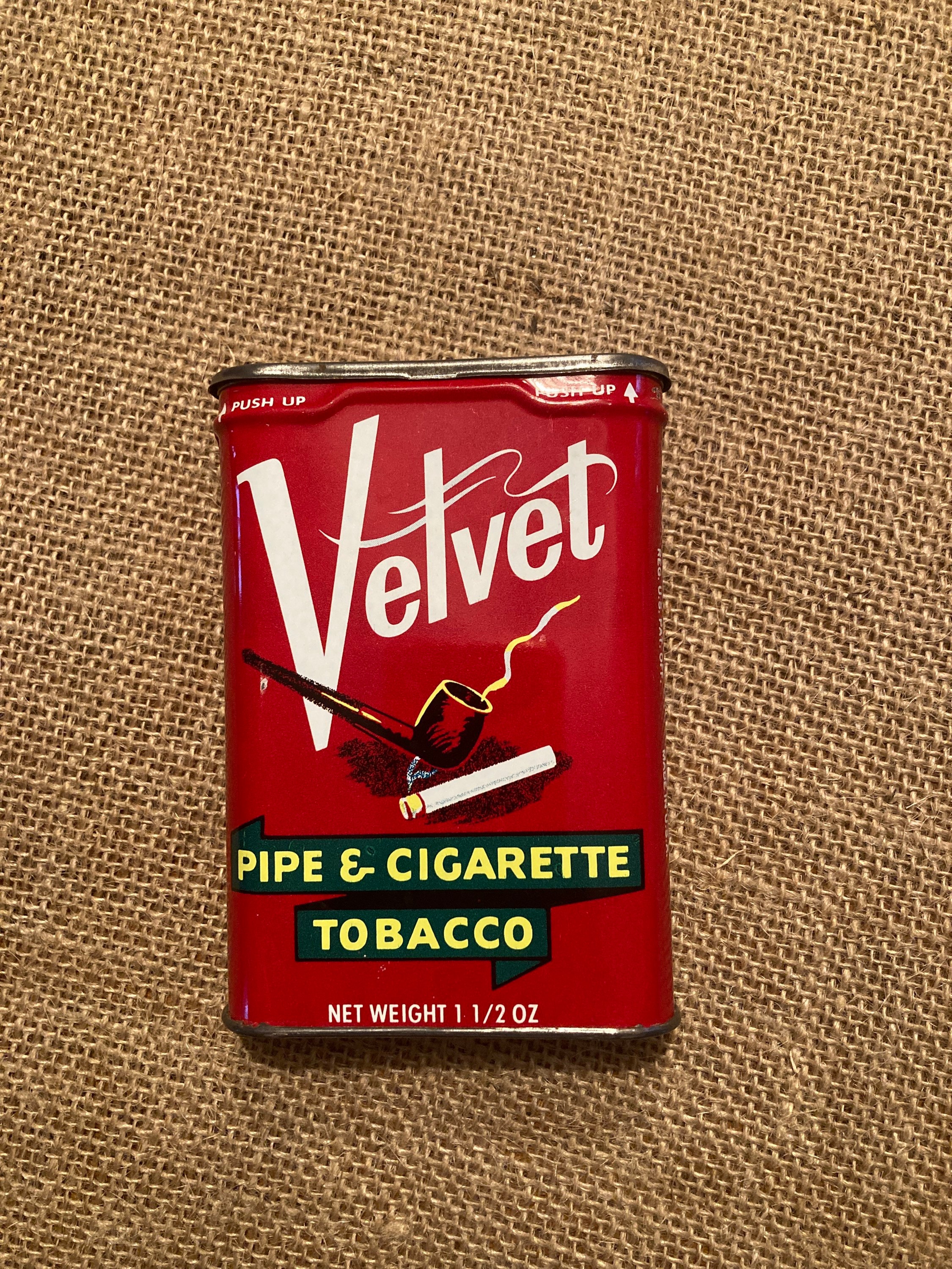 Vintage 1960's Velvet Tobacco Tin - Etsy