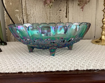Vintage Indiana Glass. Blue Carnival Glass Bowl