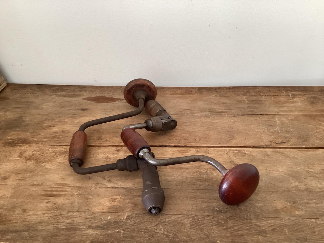 Vintage Manual Hand Crank Drill - Wooden Handle - Set of 2 Drills - Etsy