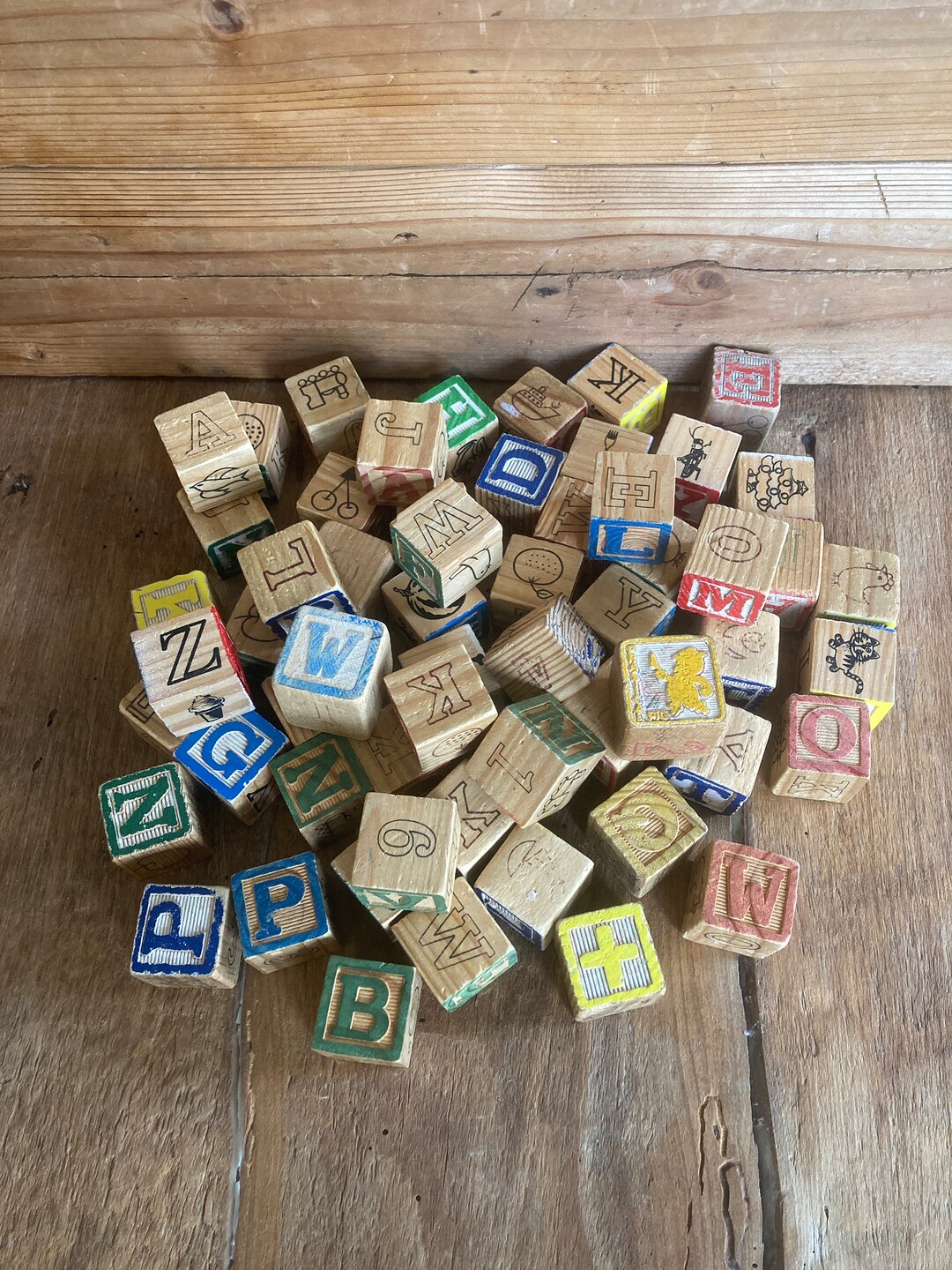 Vintage Wooden Alphabet Blocks Etsy