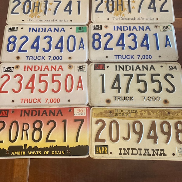 Indiana license plates- old vehicle license plates